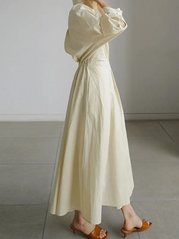 Long Sleeve Solid Shirt Maxi Dress