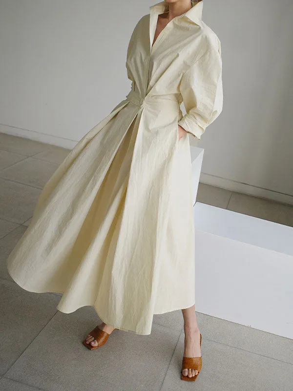 Long Sleeve Solid Shirt Maxi Dress