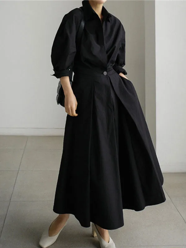 Long Sleeve Solid Shirt Maxi Dress