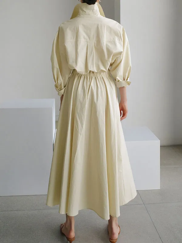 Long Sleeve Solid Shirt Maxi Dress