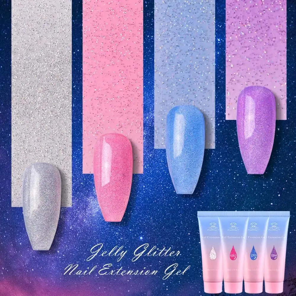 Makartt Jelly Glitter Poly Nail Gel Kit- Translucent Acrygel Nail Extension