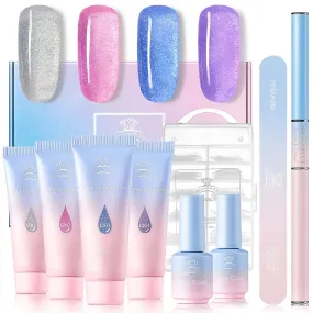 Makartt Jelly Glitter Poly Nail Gel Kit- Translucent Acrygel Nail Extension