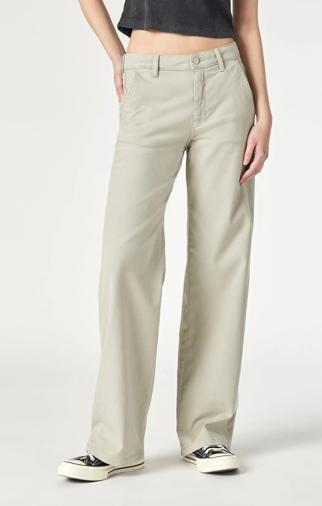 MIRACLE WIDE LEG IN ABBEY STONE LUXE TWILL