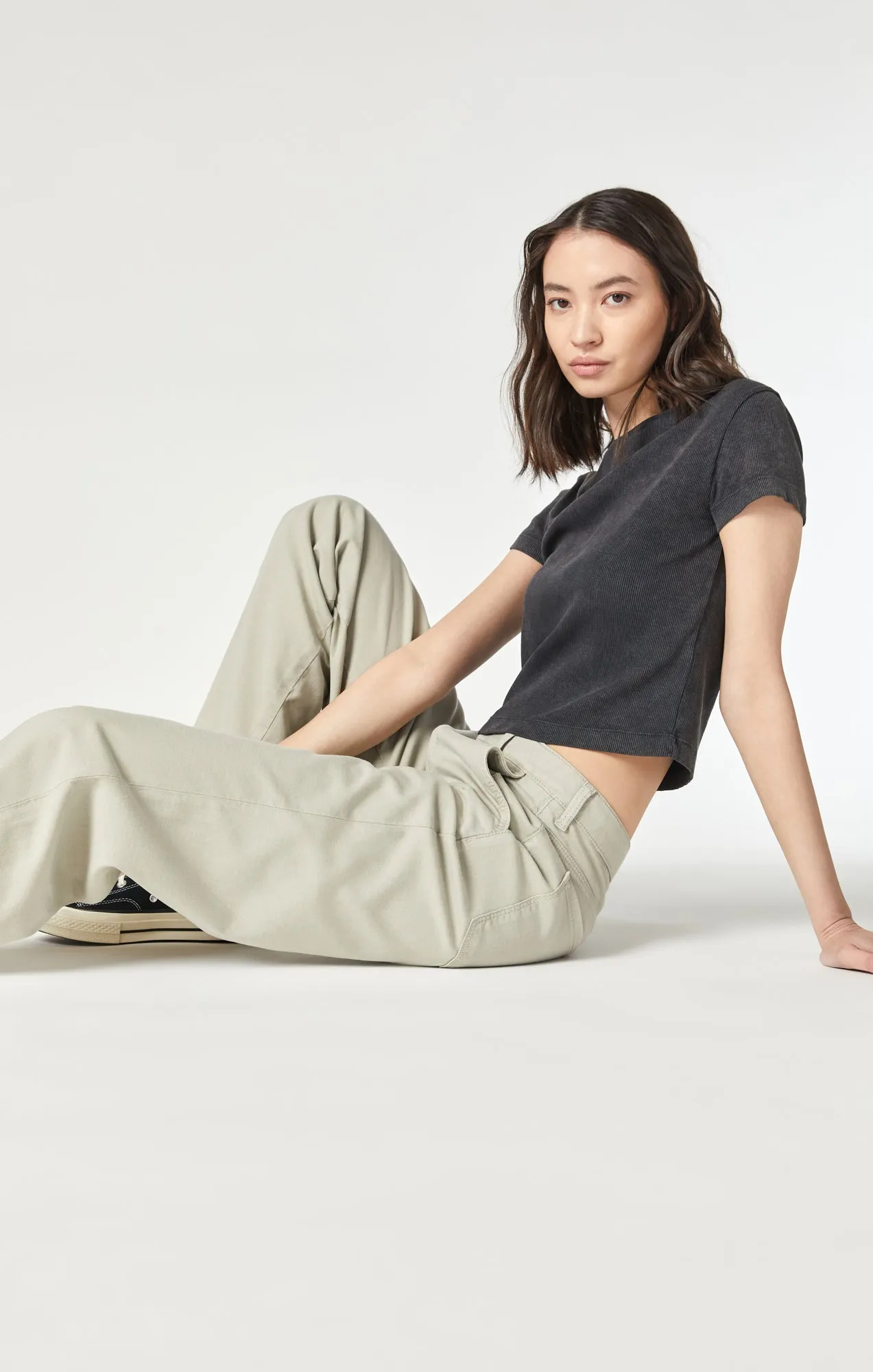 MIRACLE WIDE LEG IN ABBEY STONE LUXE TWILL