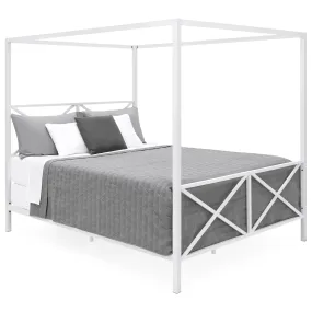 Modern Metal 4 Post Canopy Queen Bed Frame