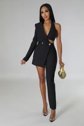 ONE SHOULDER WITH TRIANGLE TOP JUMPSUIT (BLACK)