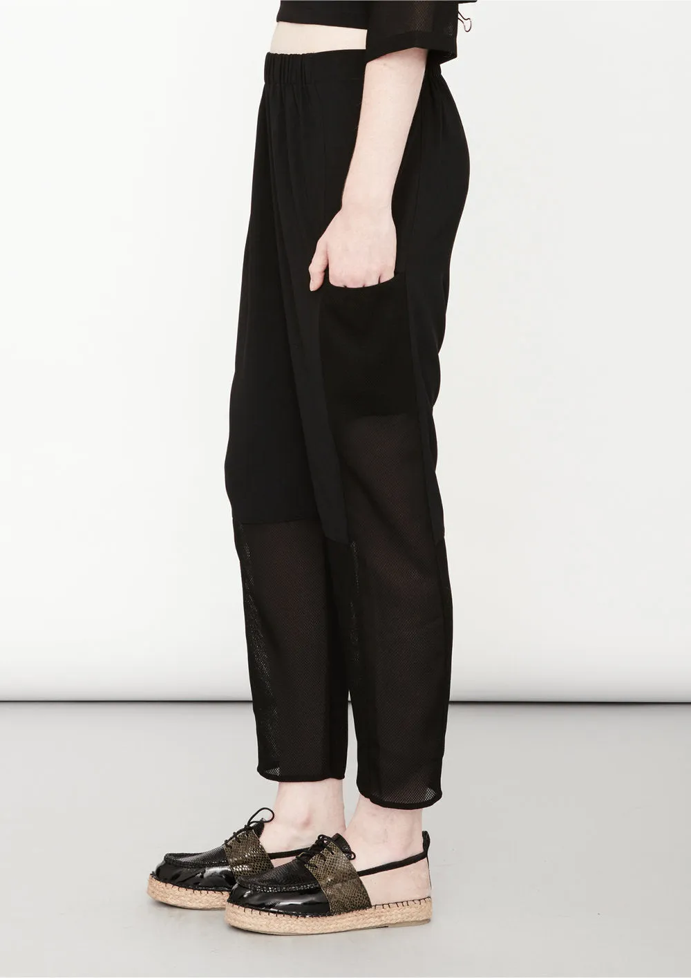 PANTS LOOSE ELASTIC BLACK PLAIN/MESH