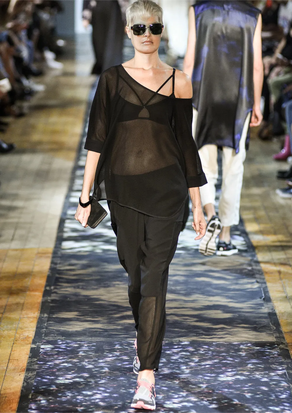 PANTS LOOSE ELASTIC BLACK PLAIN/MESH