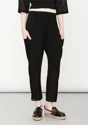 PANTS LOOSE ELASTIC BLACK PLAIN/MESH