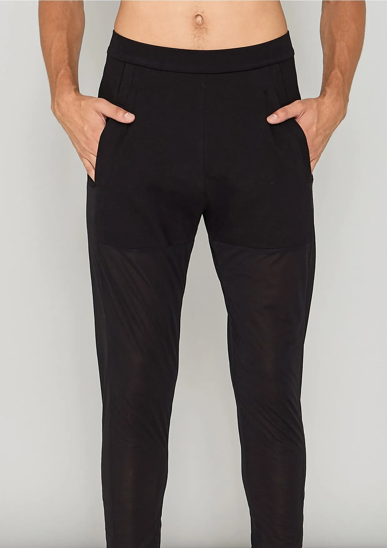 PANTS PATCHWORK - COTTON JERSEY black transparent/opaque