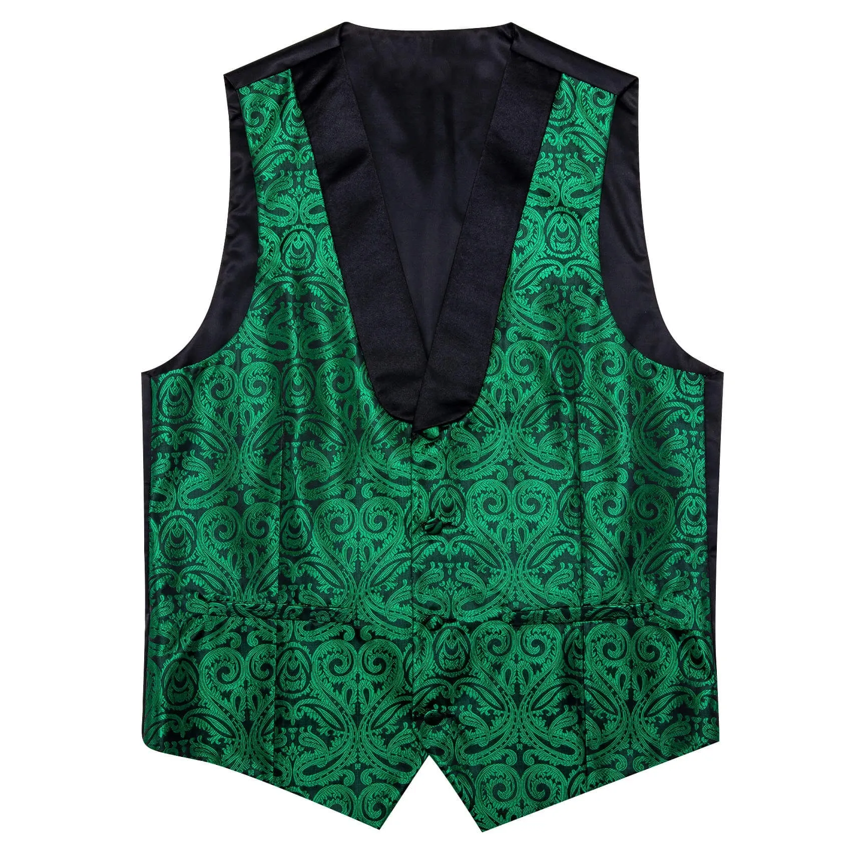 Ties2you Men's Vest Forest Green Paisley Shawl Collar Silk Vest Tie Set