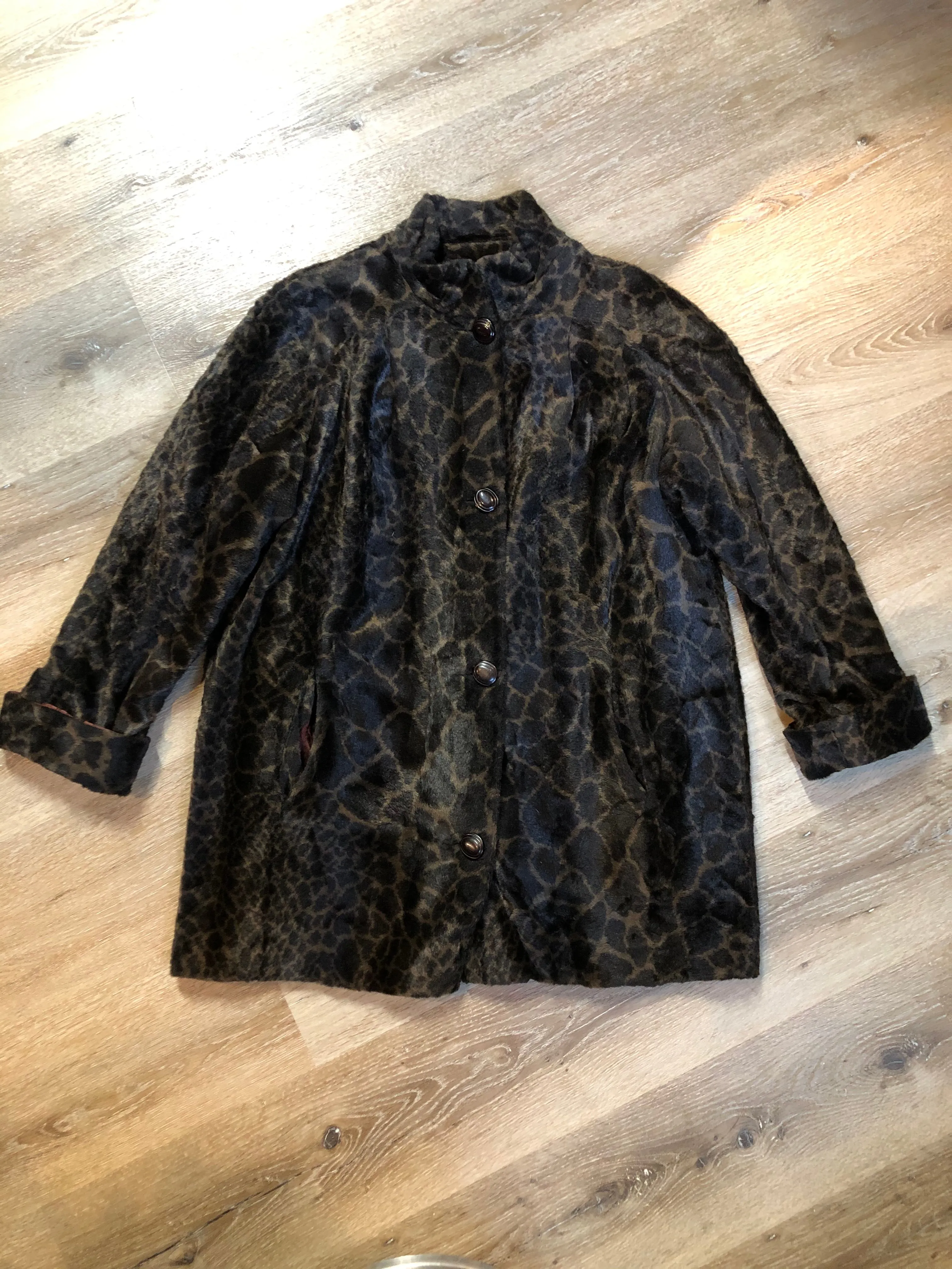 Vintage Novelti Faux Leopard Print Fur Jacket. Made in USA