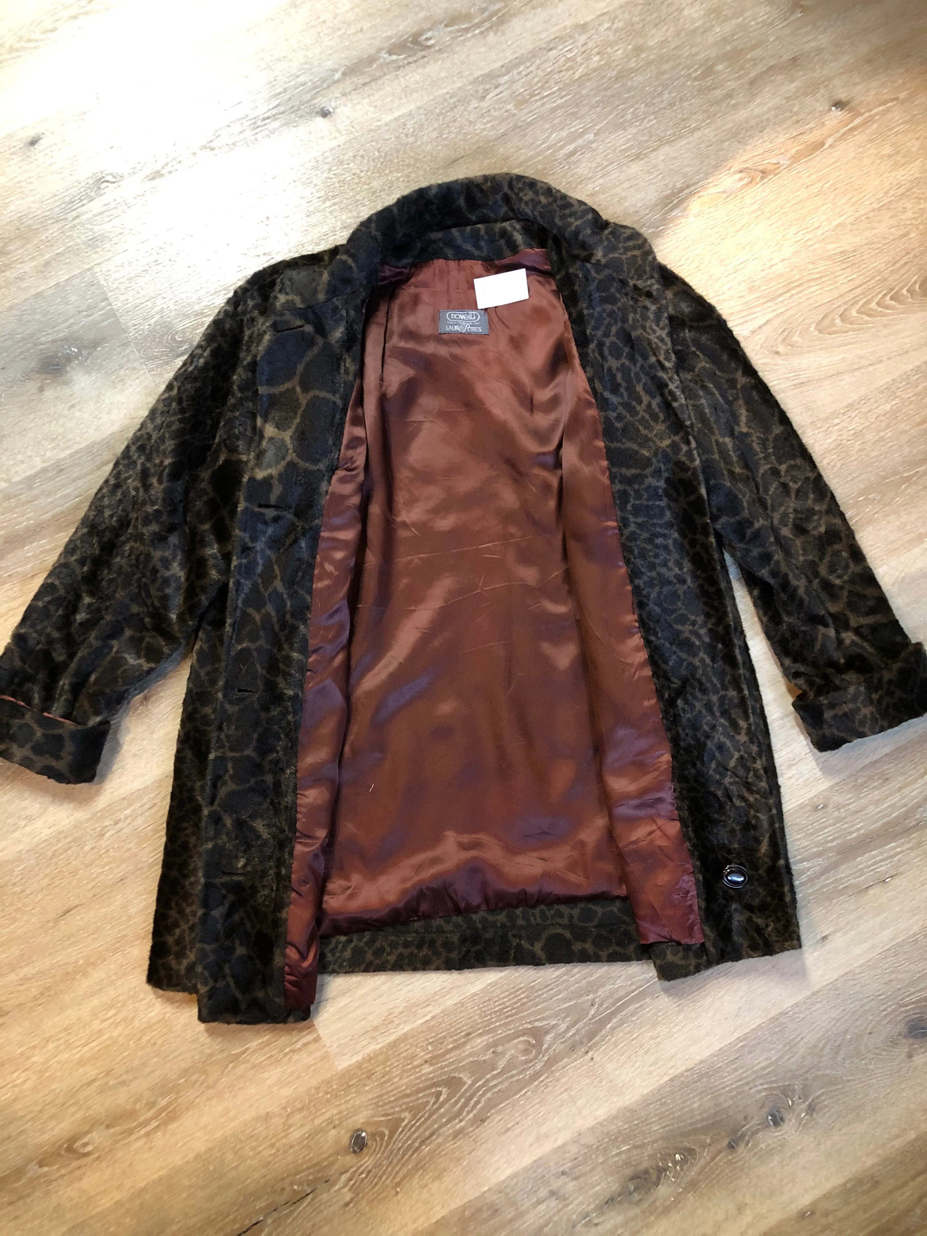 Vintage Novelti Faux Leopard Print Fur Jacket. Made in USA
