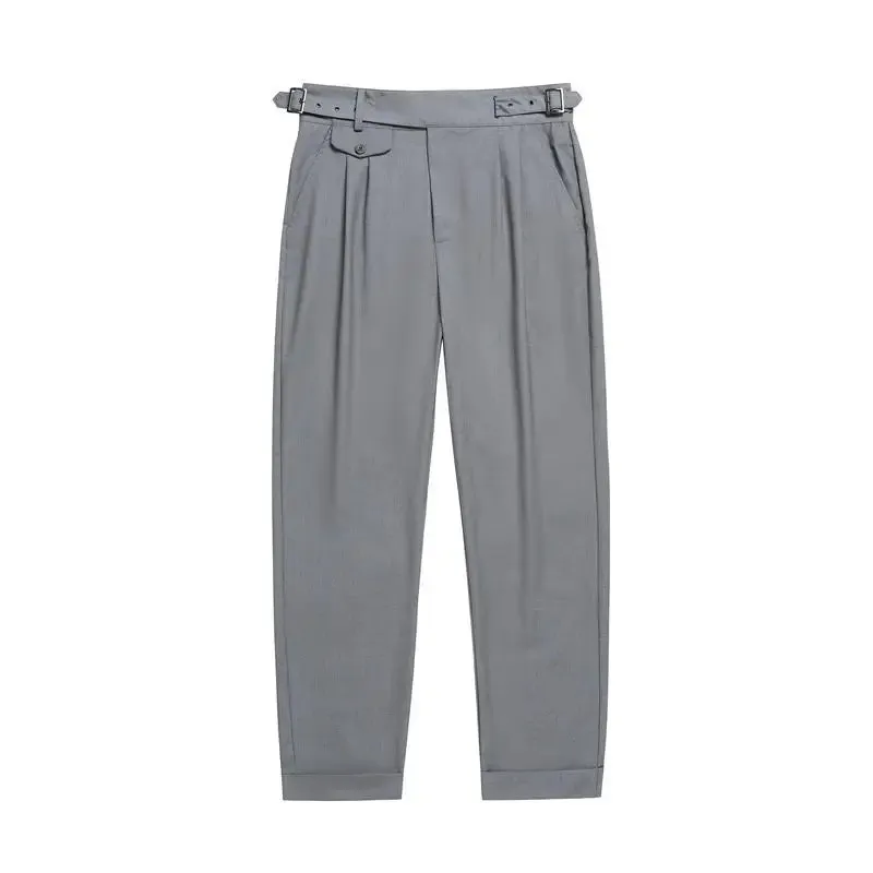 WIAOFELLAS  -  Spring Summer Men's Fashion High Waist Suits Trousers Male Business Casual Dress Pants Men Formal Office Work Pants H376