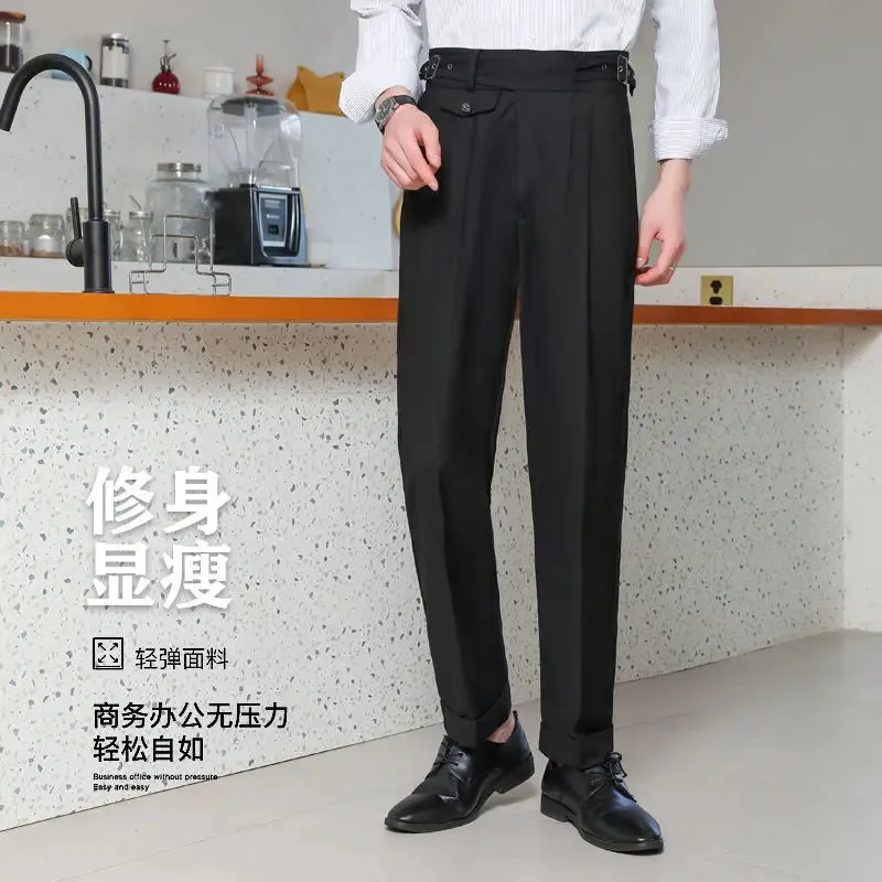 WIAOFELLAS  -  Spring Summer Men's Fashion High Waist Suits Trousers Male Business Casual Dress Pants Men Formal Office Work Pants H376
