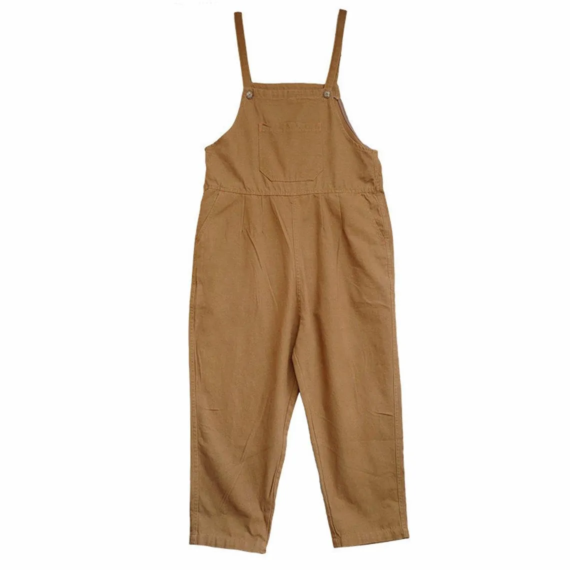 Women Leisure Cotton Jumpsuits Comfortable Dungarees Wide Leg Pants Casual Overalls With Pockets